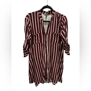 Women’s Justify Burgundy and White Striped Shirt over sized